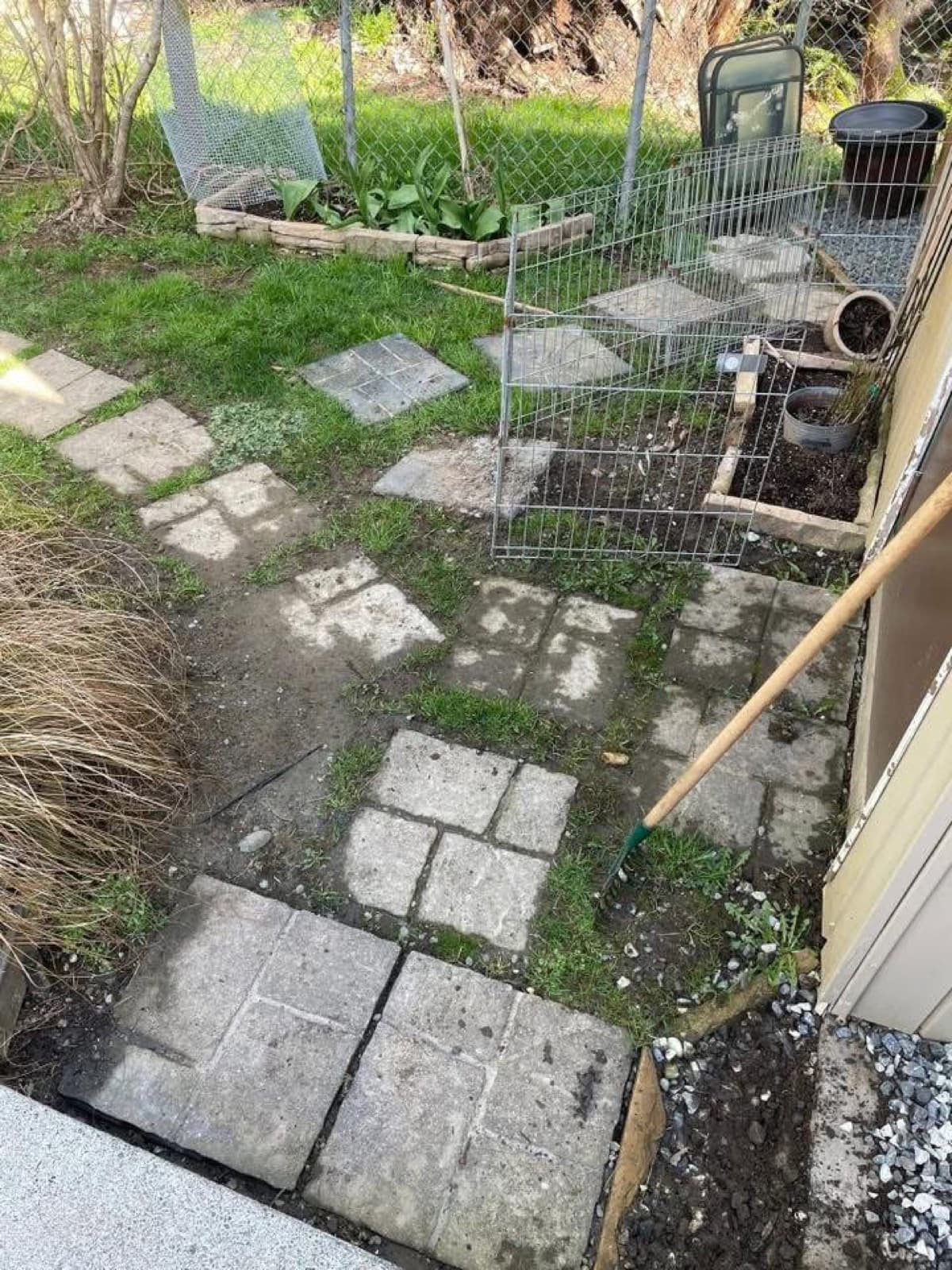 Before: Paver Patio & Gravel Restoration